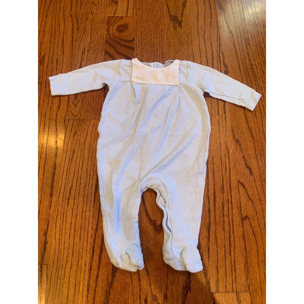 Babidu Pale Blue Footed One Piece Button up Pajama | Blue | 6 months